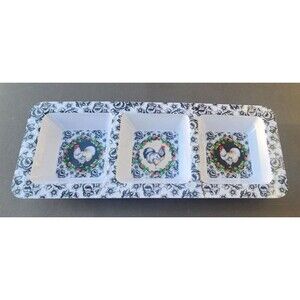 Keller-Charles Rooster Design 3 Section Serving Melamine Dip Dish Crudite
